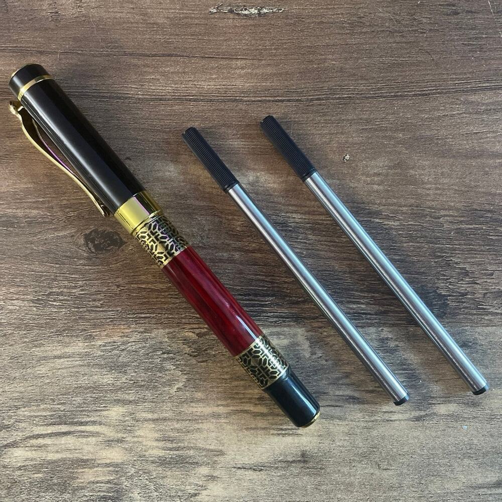 Unbranded Rollerball Pen Unisex OS Red Black Gold Filigree Luxury Writing Tool